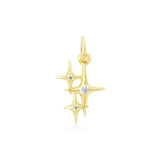 Gold star-shaped pendant with embedded clear stones on a white background